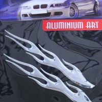 Plastická samolepka - plameny, chrom - stříbrná, 2 ks 