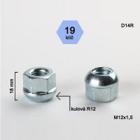 Kolová matice M12x1,5, otevřená, dosedací plocha koule R14 