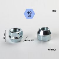 Kolová matice M14x1,5 s krátkou hlavou, kužel 