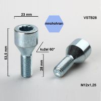 Kolový šroub M12x1,25x28, dosedací plocha kužel, s vnitřním mnohohranem 
