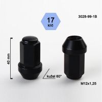 Matice M12x1,25 kužel uzavřená odlehčená, klíč 17, černá,výška 40  