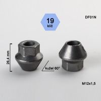 Matice M12x1,5 Ford kužel pevná, klíč 19, otevřená, výška 26,4 
