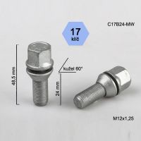 Šroub M12x1,25x24 kužel pohyblivá, klíč 17, výška 48,5  