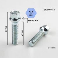 Šroub M14x1,5x47 koule R14, klíč 17; výška 67 